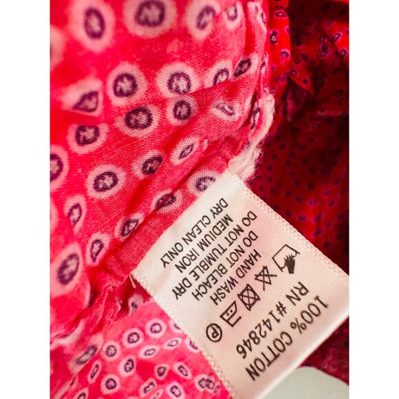 RHODE Red Printed 100% Cotton Short Sleeve V-Neckline Puff Sleeves Top size XL - Picture 7 of 16